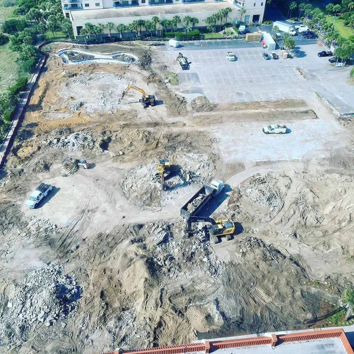 Aerial view of a large JMEC demolition and site clearing project