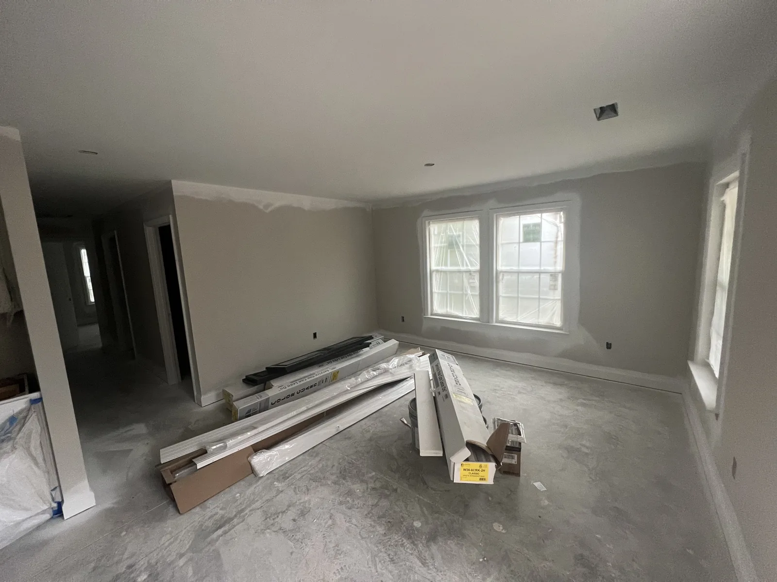 Living area finish work inside the completed JMEC home