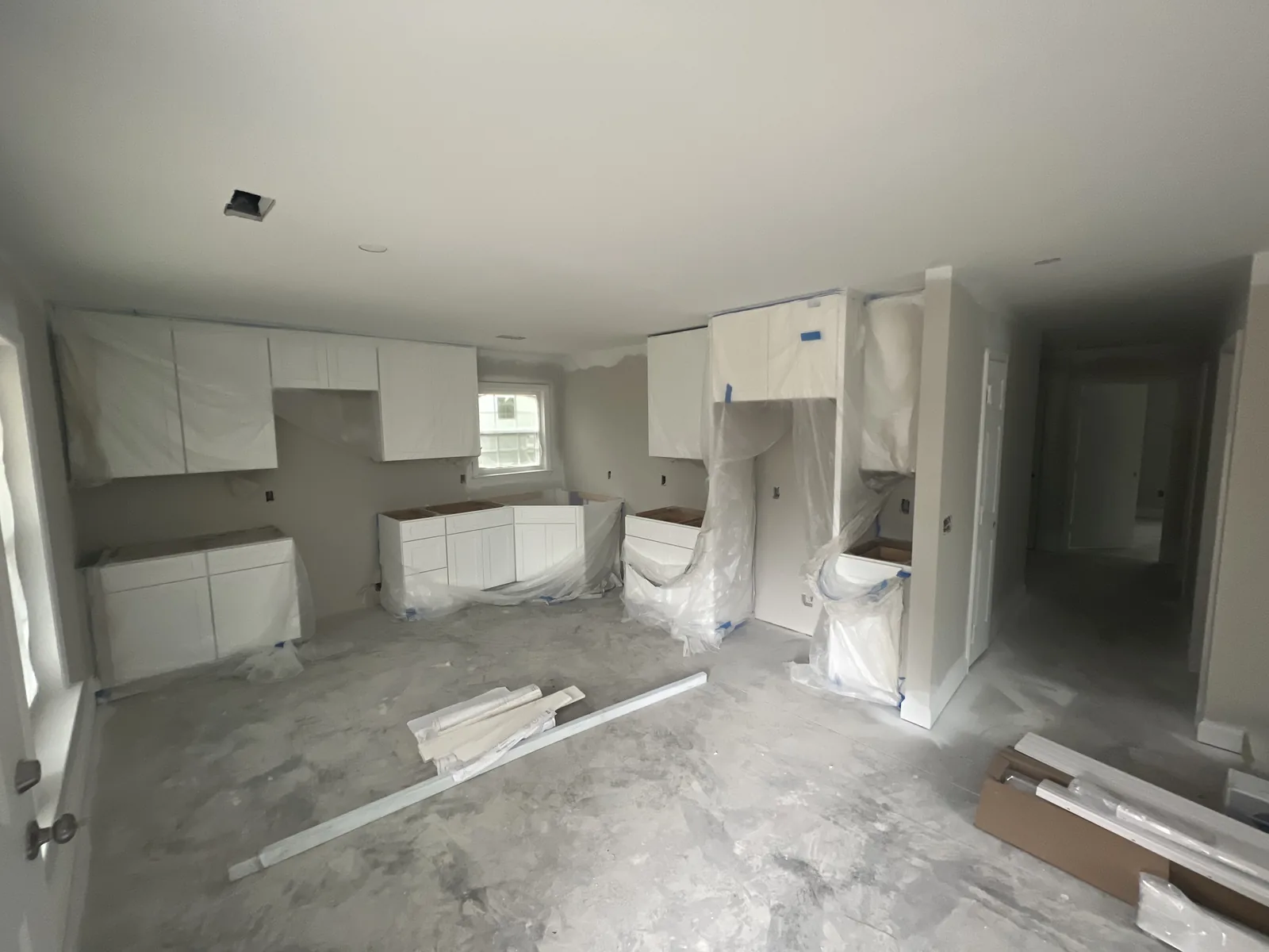 Kitchen interior during construction of the completed JMEC home